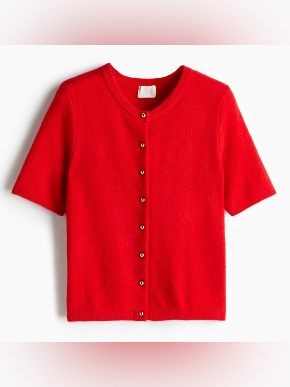 H&M Bright Red Crewneck Button-Front Cardigan